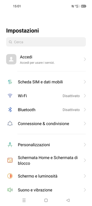 Seleziona Connessione & condivisione