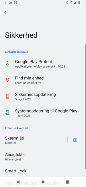 Din telefon er nu sikret med en skærmlås