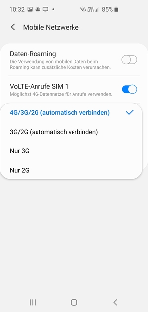 Wählen Sie die gewünschte Option