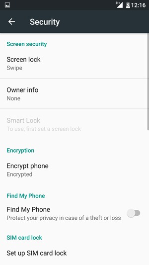 Select Screen lock