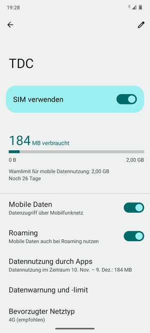 Schalten Sie Roaming an oder aus