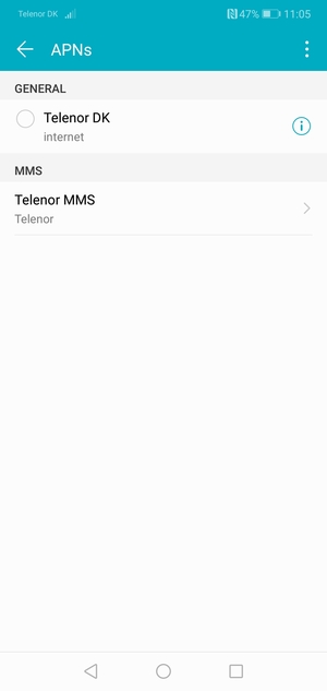 Select the Internet access point