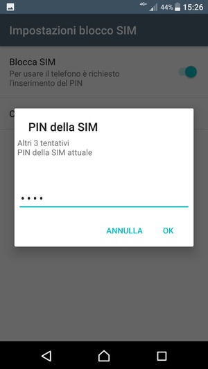 Inserisci PIN della SIM attuale e seleziona OK