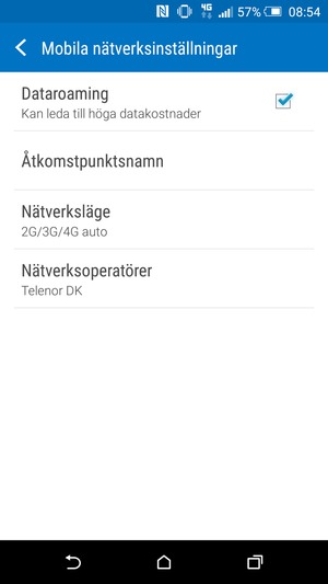 Slå på eller stäng av Dataroaming
