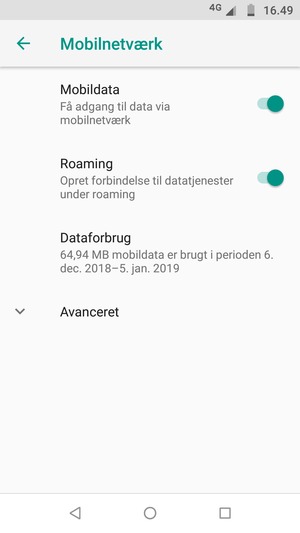 Slå Roaming til eller fra