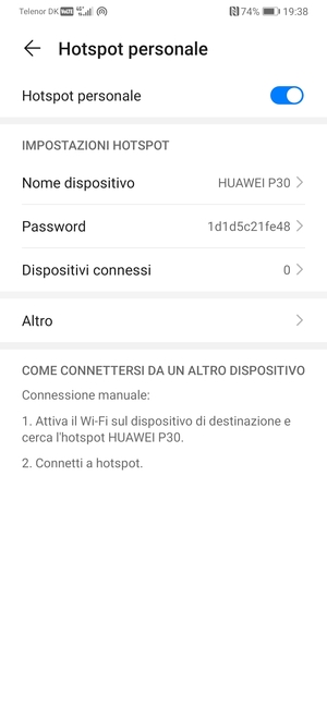 Il telefono è ora pronto per essere usato come modem
