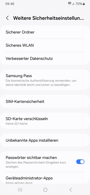 Wählen Sie SIM-Kartensicherheit