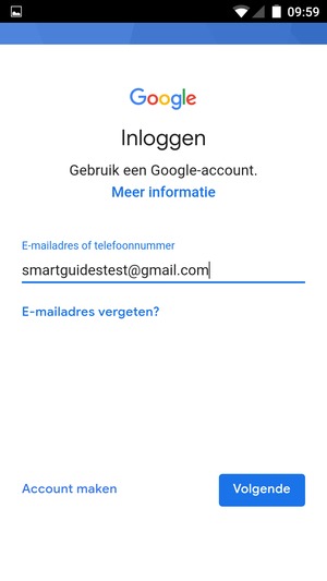 Voer uw Gmail adres in en selecteer Volgende