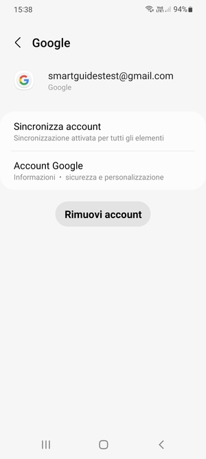 Seleziona Sincronizza account