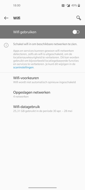 Schakel Wifi gebruiken in