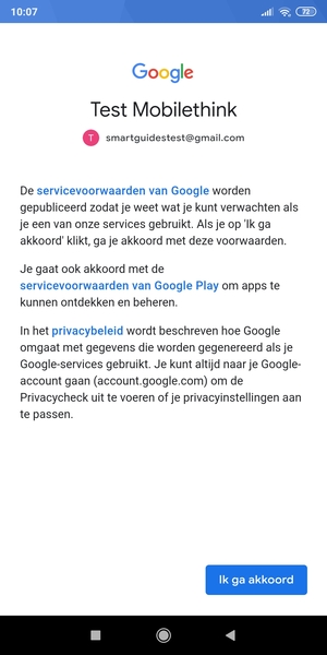 Selecteer Ik ga akkoord