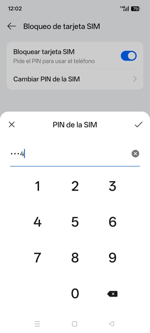 Introduzca PIN actual de la tarjeta SIM y seleccione Aceptar