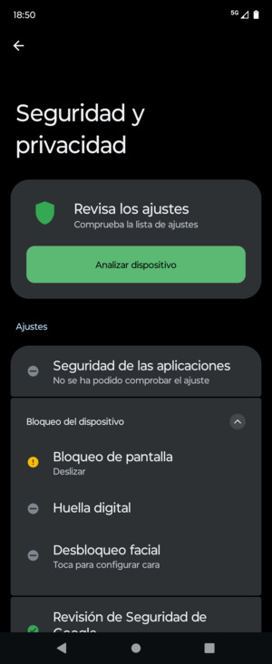 Seleccione Bloqueo de pantalla