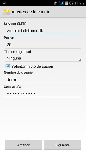 Introduzca la dirección de servidor saliente