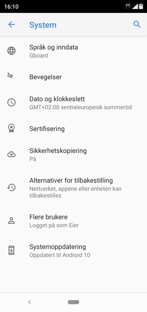 Velg Systemoppdatering