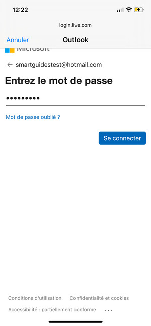 Saisissez votre mot de passe et sélectionnez Se connecter