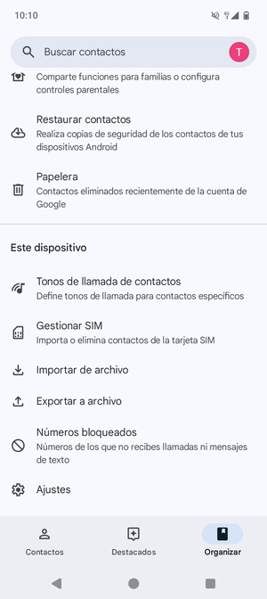 Desplácese y seleccione Gestionar SIM
