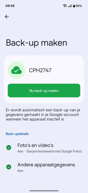 Selecteer Nu back-up maken