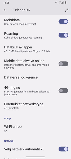 Slå Roaming på eller av