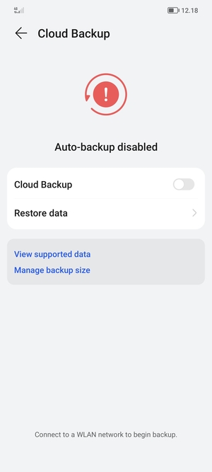 Turn  Cloud Backup on