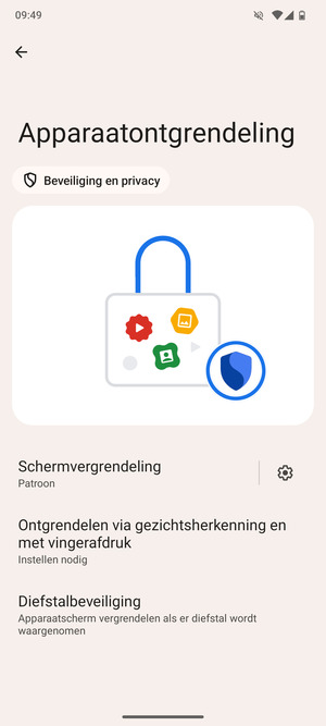 Uw telefoon is nu beveiligd met een schermvergrendeling