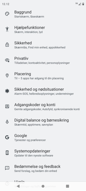 Scroll til og vælg Adgangskoder og konti