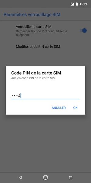 Saisissez votre Ancien code PIN de la carte SIM et sélectionnez OK
