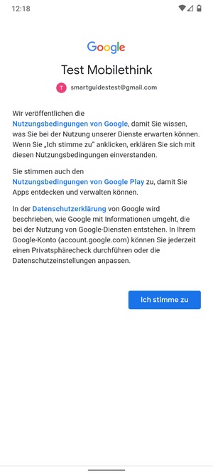 Wählen Sie Ich stimme zu