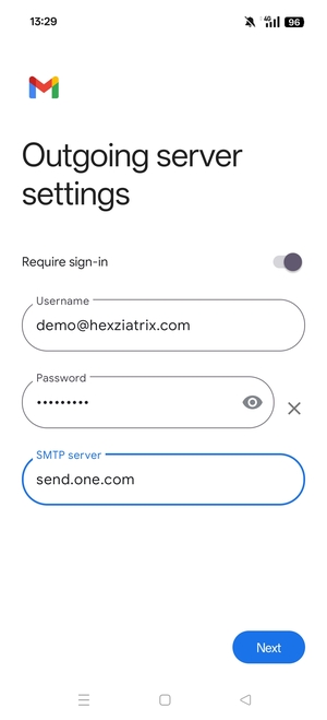 Enter  Outgoing server address and select Next