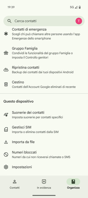 Scorri e seleziona Gestisci SIM