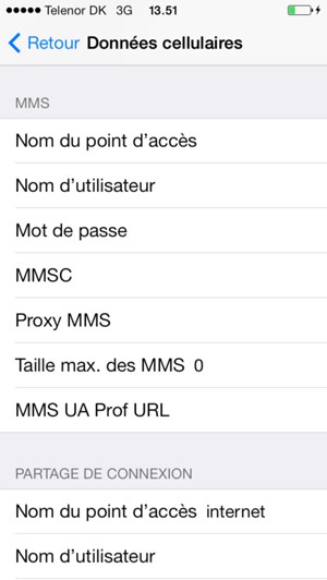 Saisissez les informations MMS