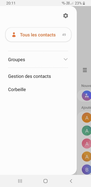 Sélectionnez Gestion des contacts