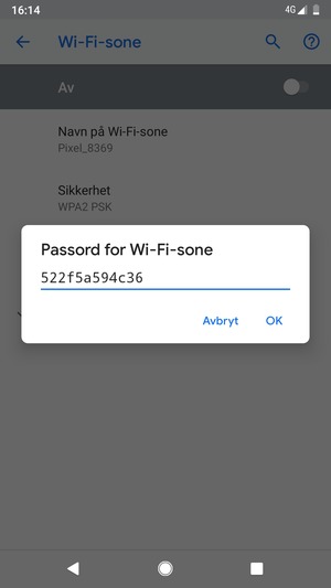 Skriv inn et Wi-Fi hotspot-passord på minst 8 tegn og velg OK
