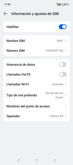 Para cambiar la red en caso de problemas de conectividad, seleccione Operador