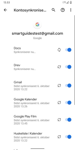 Dine oplysninger vil blive synkroniseret