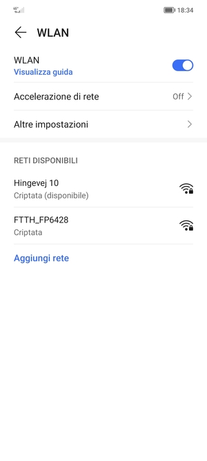 Seleziona la rete wireless a cui desideri connetterti