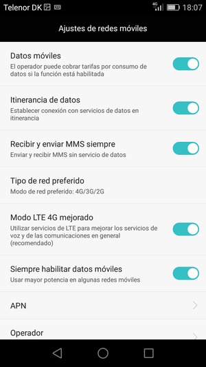 Activar o desactivar Itinerancia de datos