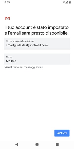 Scegli un nome per il tuo account e inserisci il tuo nome. Seleziona Avanti