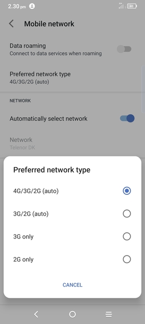 Select your preferred option