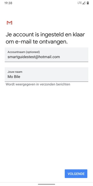 Geef uw account een naam en voer uw naam in. Selecteer VOLGENDE