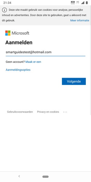 Voer uw e-mailadres in en selecteer Volgende