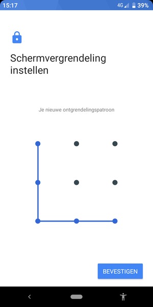 Teken het ontgrendelingspatroon nogmaals en selecteer BEVESTIGEN