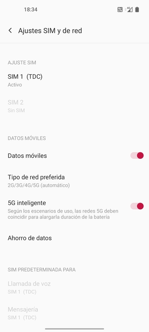 Seleccione Tipo de red preferida