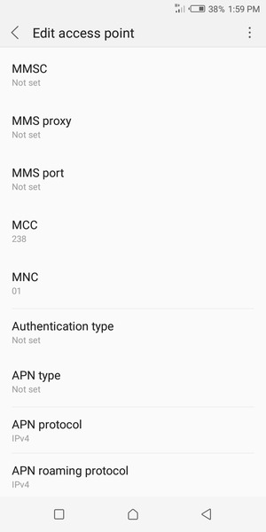Scroll down and enter MMS information