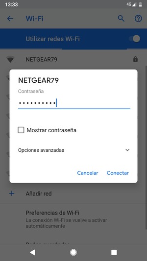 Introduzca la contraseña de Wi-Fi y seleccione Conectar