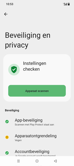 Om uw schermvergrendeling te activeren, ga naar het Beveiliging en privacy-menu en selecteer Apparaatontgrendeling