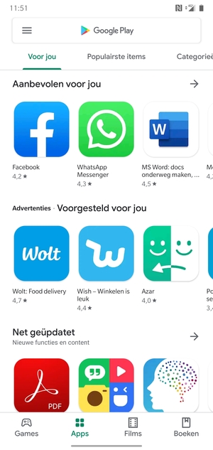 Selecteer de zoekbalk