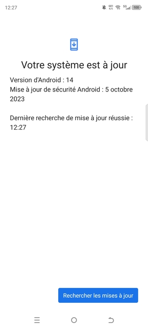 Si votre téléphone est à jour, vous verrez l'écran suivant