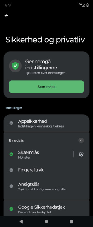 Din telefon er nu sikret med en skærmlås