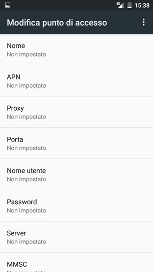 Inserisci le informazioni di Internet